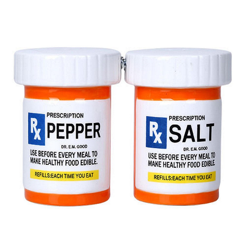 RX Pharmacy Prescription Bottle Magnetic Ceramic Salt and Pepper Shaker Set Image
