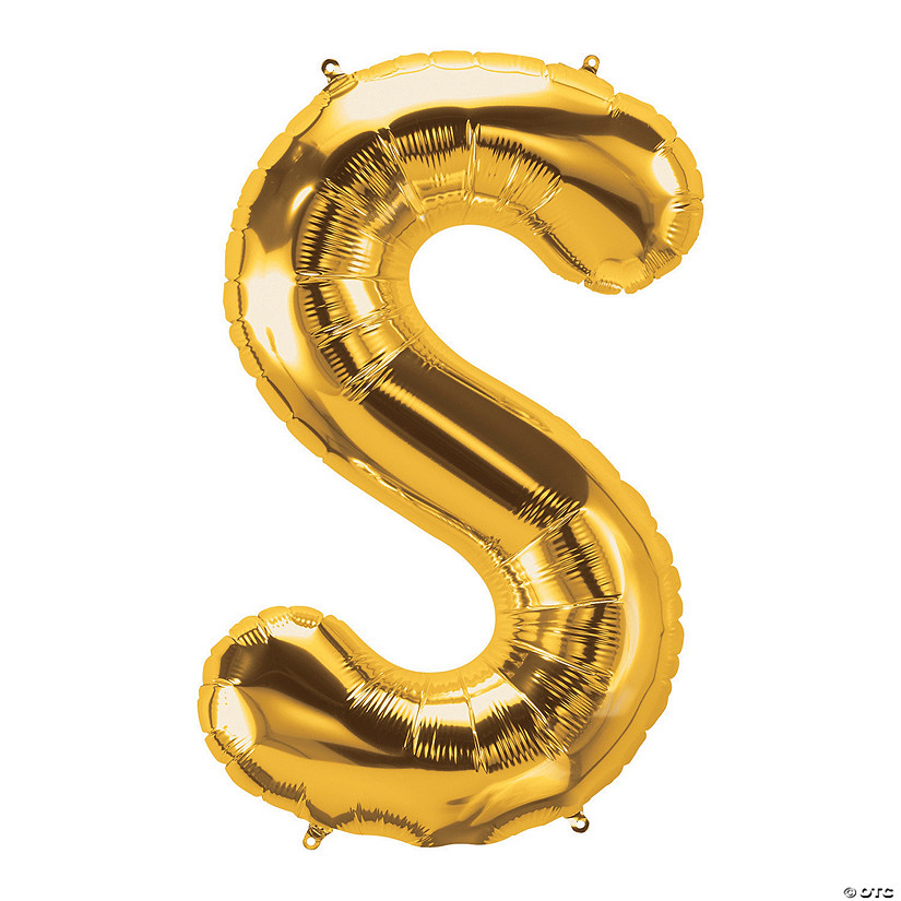 S Gold Letter 34" Mylar Balloon Image