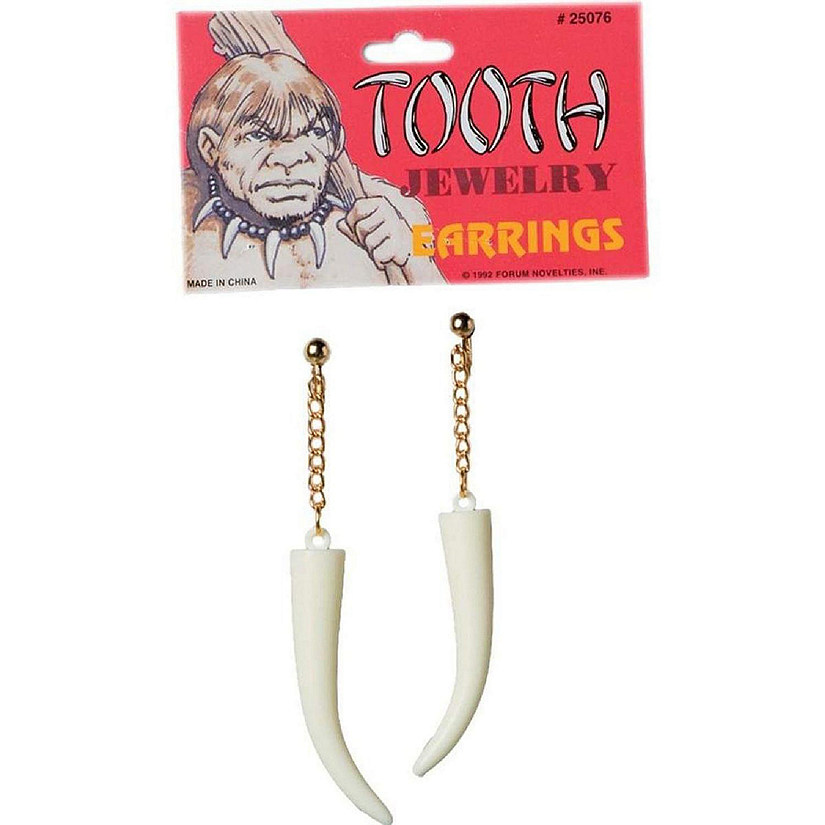 Sabre Tooth Indian Cave Woman Costume Earrings Image