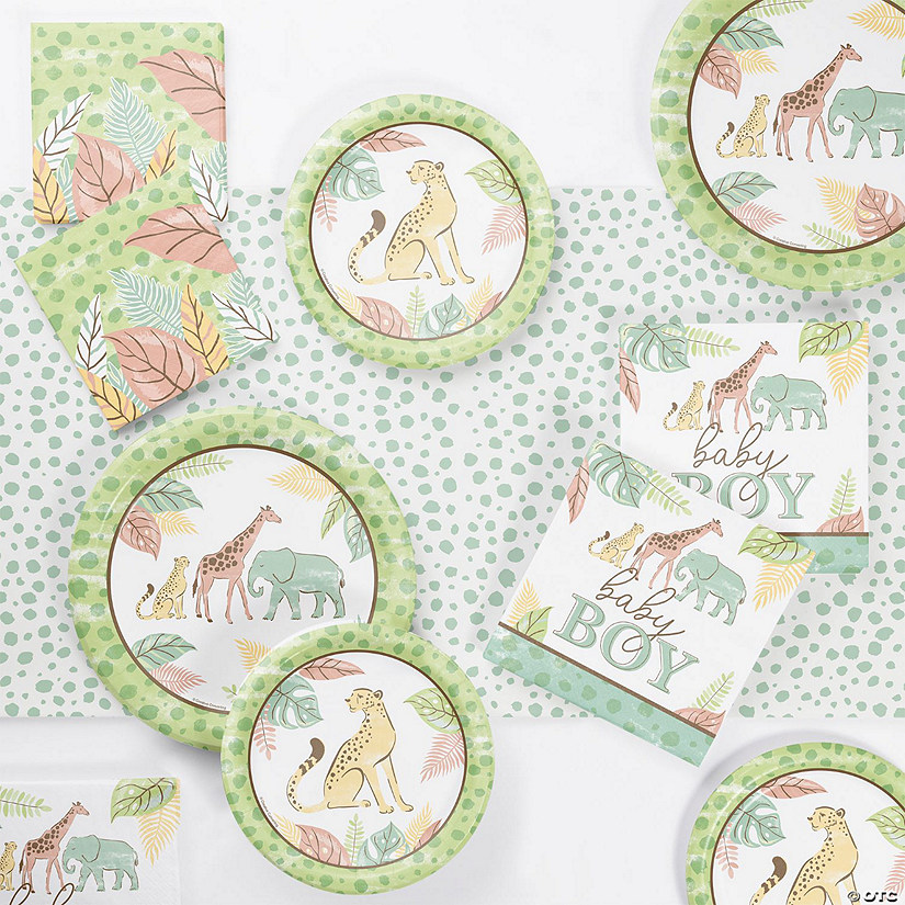 Safari Baby Animal Boy's Birthday Tableware Set, Serves 8 Image