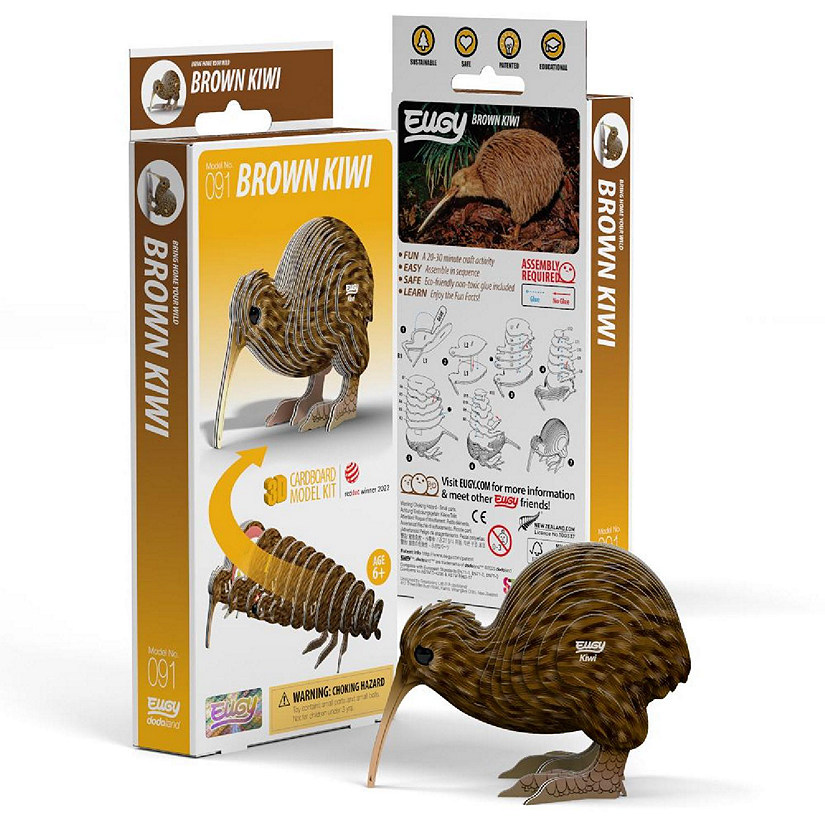 Safari Ltd EUGY Brown Kiwi 3D Puzzle Image