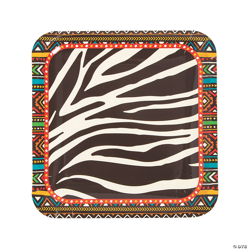 Safari Party Zebra Print Square Paper Dinner Plates - 8 Ct. Image