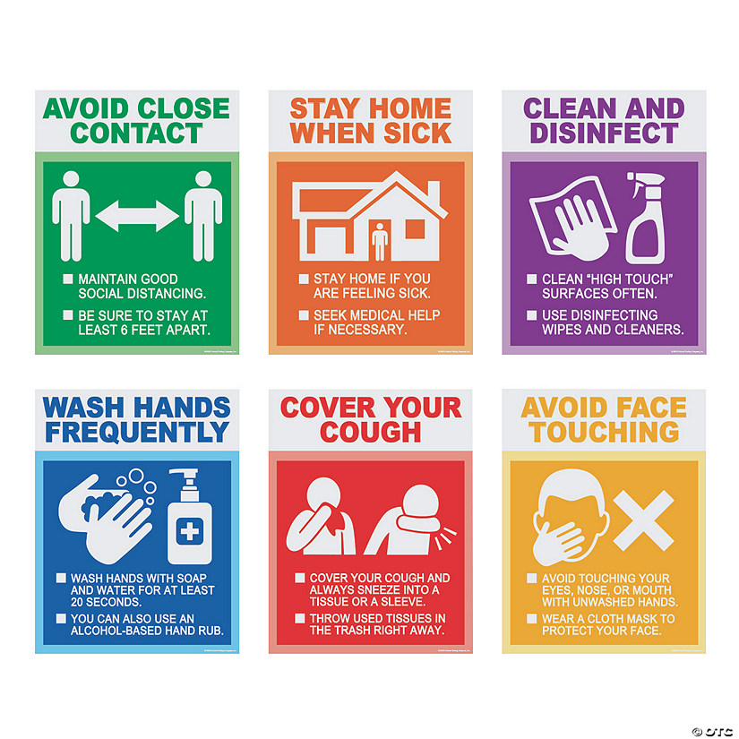 Safety Guidelines Poster Set for Adults - 6 Pc. Image