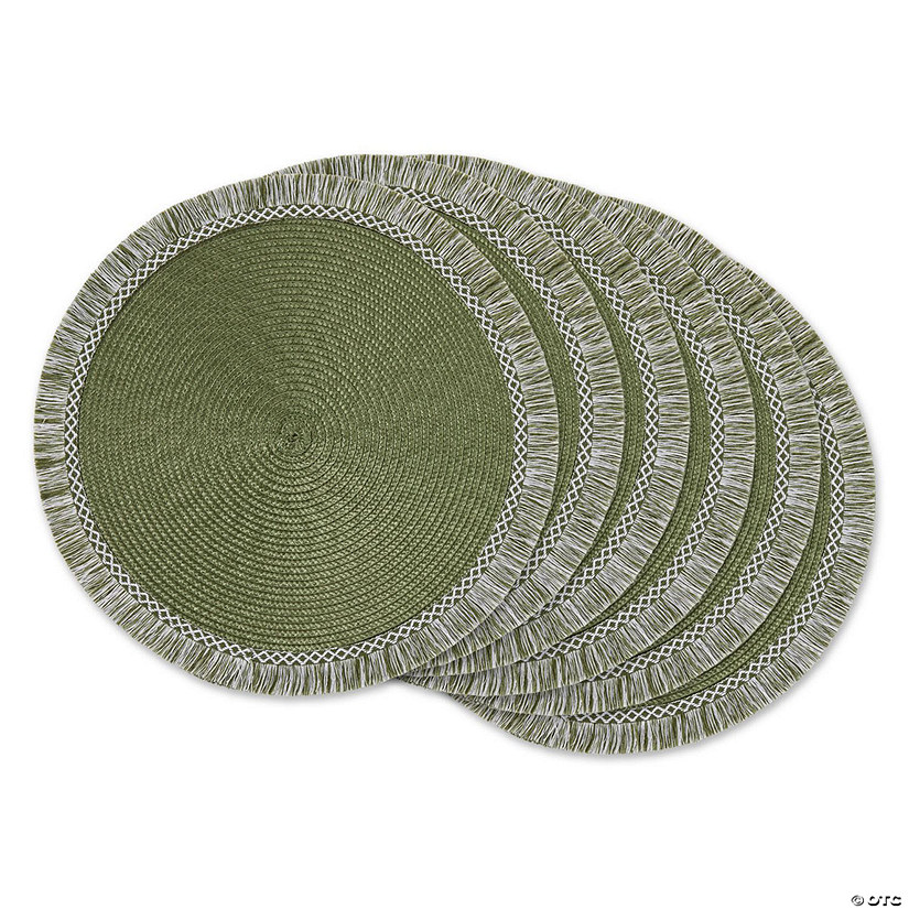 Sage Round Fringed Placemat Set Of 6 Oriental Trading