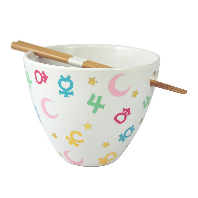 Sailor Moon Symbols 16 Ounce Ramen Bowl with Chopsticks Image