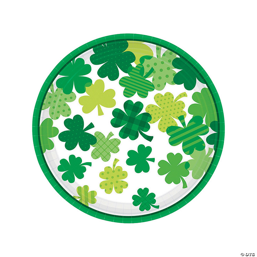 Saint Patrick's Day Party Blooming Shamrocks Paper Dinner Plates - 18 Ct. Image