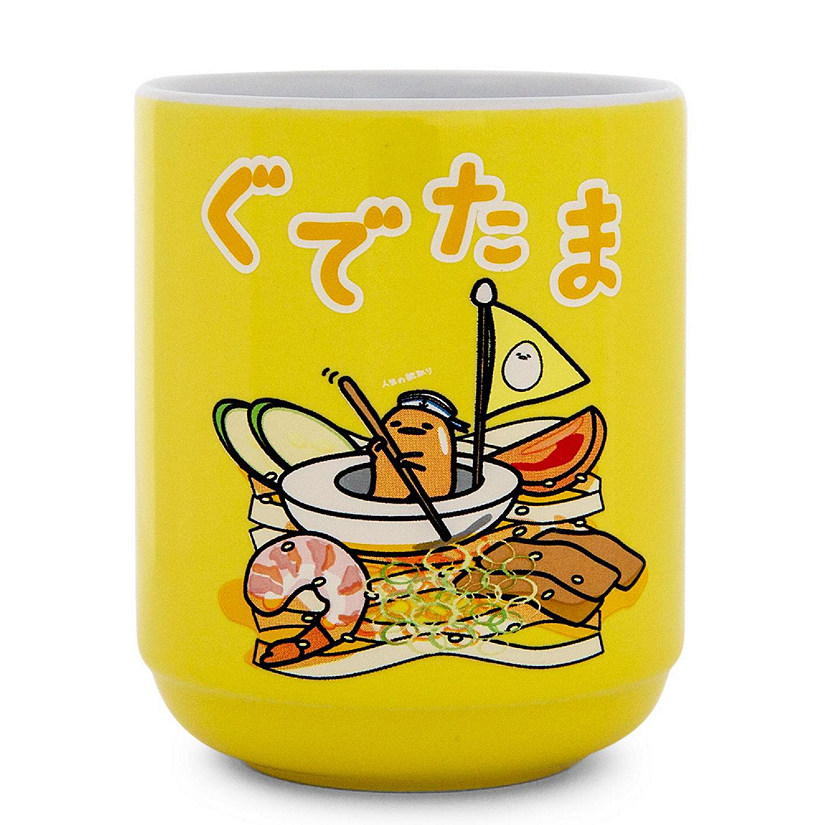 Sanrio Gudetama Sailing On Ramen Asian Ceramic Tea Cup  Holds 9 Ounces Image
