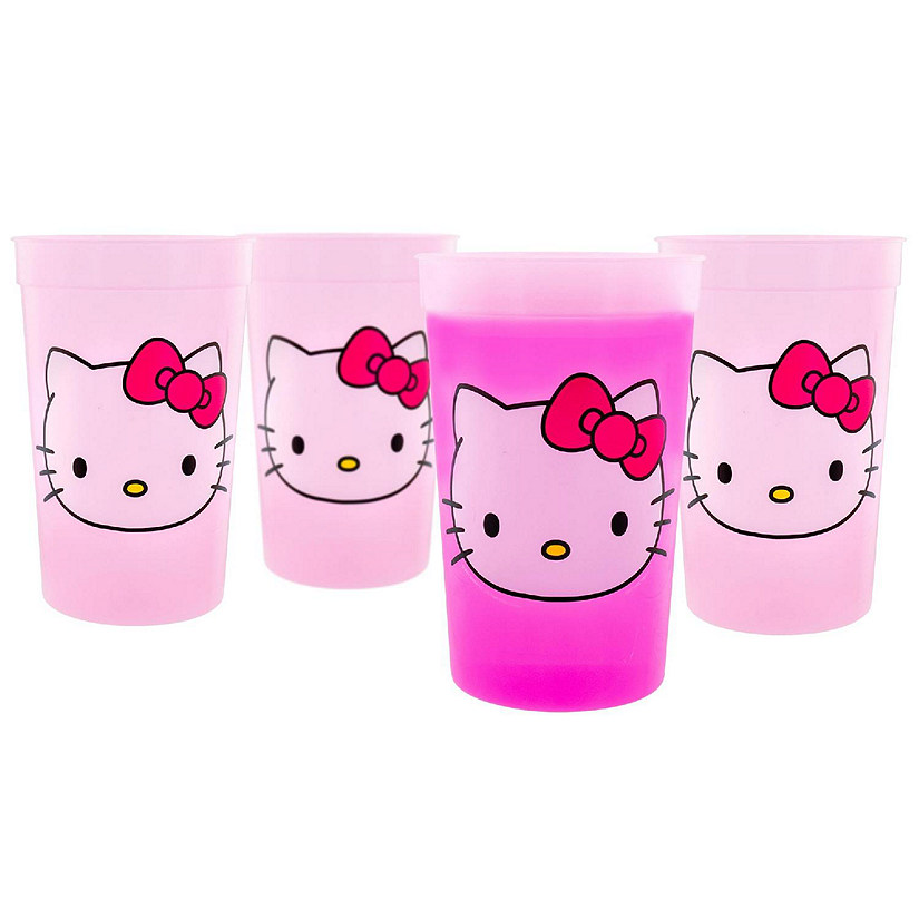 Sanrio Hello Kitty 4-Piece Color-Change Plastic Cup Set  Each Holds 15 Ounces Image