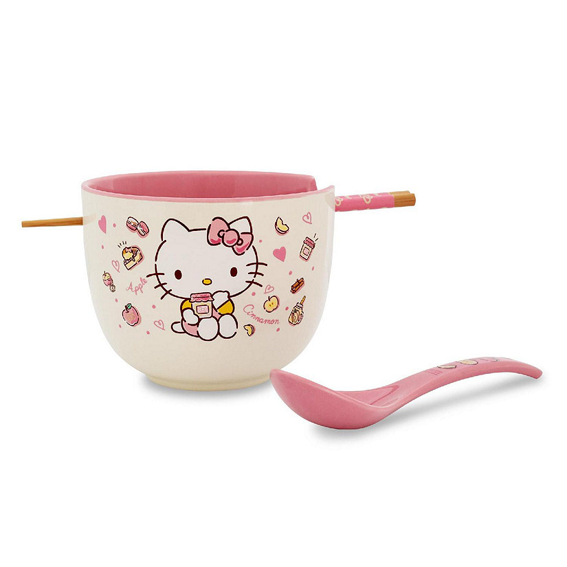 Sanrio Hello Kitty Apples and Cinnamon 20-Ounce Ramen Bowl and Chopstick Set Image
