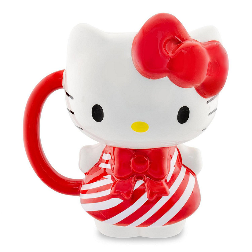 Sanrio Hello Kitty Candy Cane Dress 3D Sculpted Ceramic Mug  Holds 20 Ounces Image