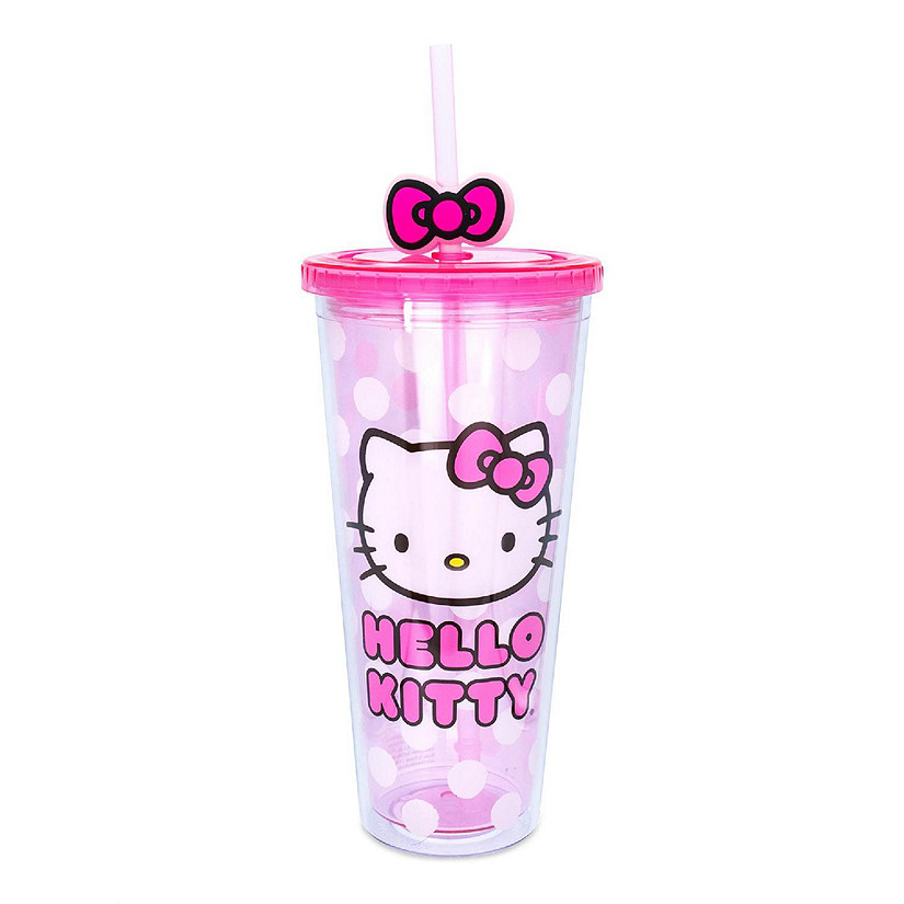 Sanrio Hello Kitty Face Carnival Cup With Lid and Topper Straw  Holds 24 Ounces Image