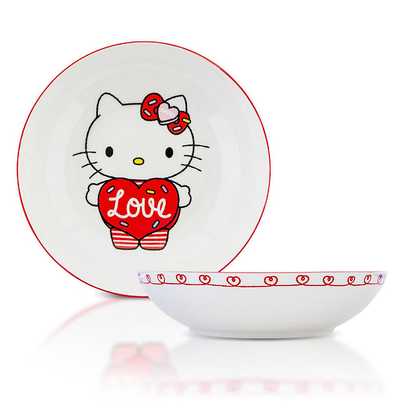 Sanrio Hello Kitty "Love" 9-Inch Ceramic Coupe Dinner Bowl Image