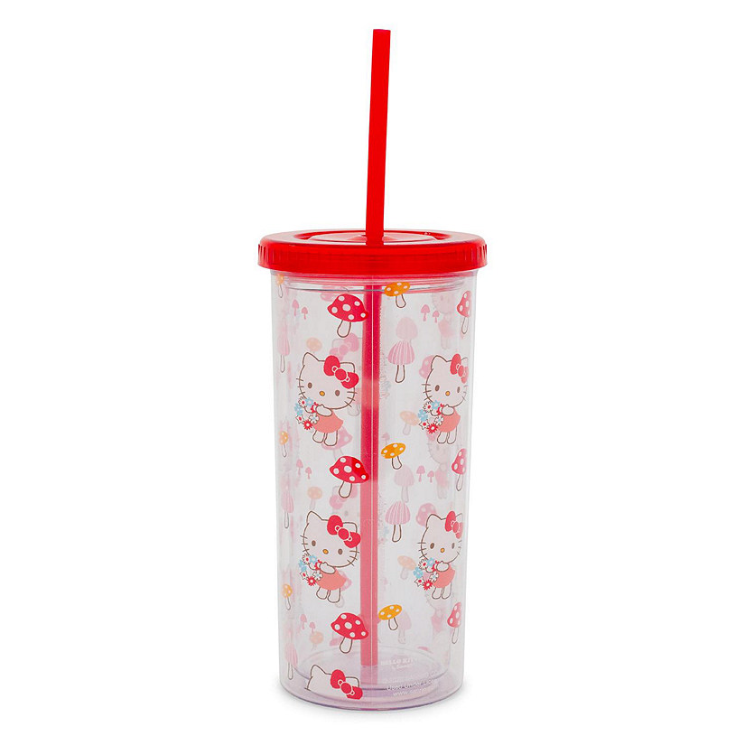 Sanrio Hello Kitty Mushrooms Carnival Cup With Lid and Straw  Holds 20 Ounces Image