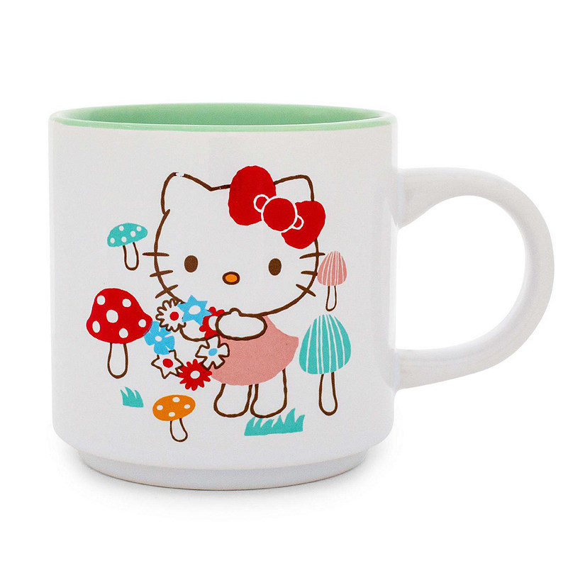 Sanrio Hello Kitty Mushrooms Single Stackable Ceramic Mug  Holds 13 Ounces Image