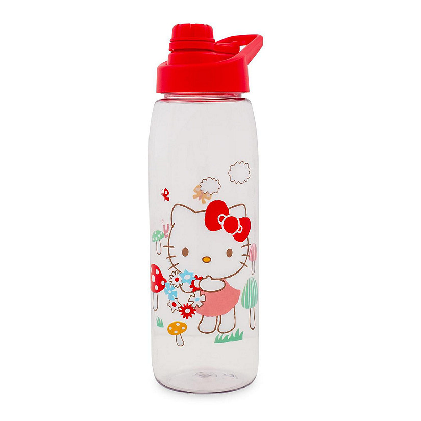 Sanrio Hello Kitty Mushrooms Water Bottle With Screw-Top Lid  Holds 28 Ounces Image