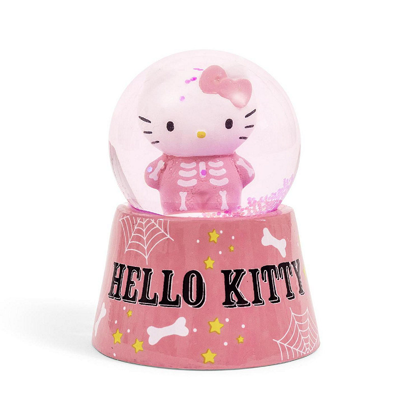 Sanrio Hello Kitty Pink Skeleton 3-Inch Mini Light-Up Snow Globe Image