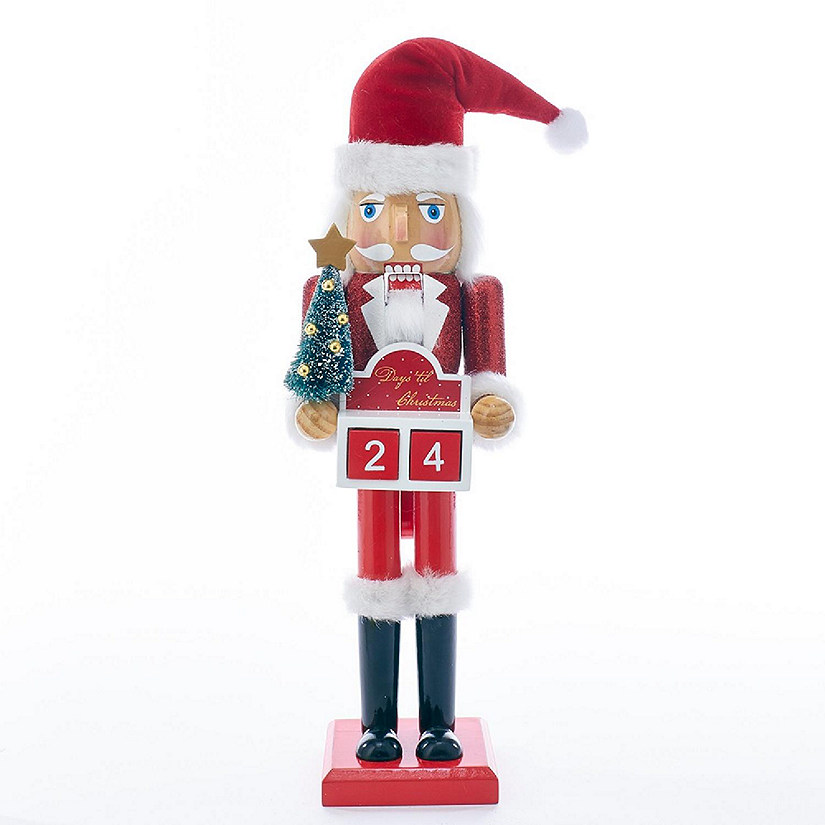 Santa Claus Wooden Nutcracker Advent Calendar 15 Inch C5874 New Image