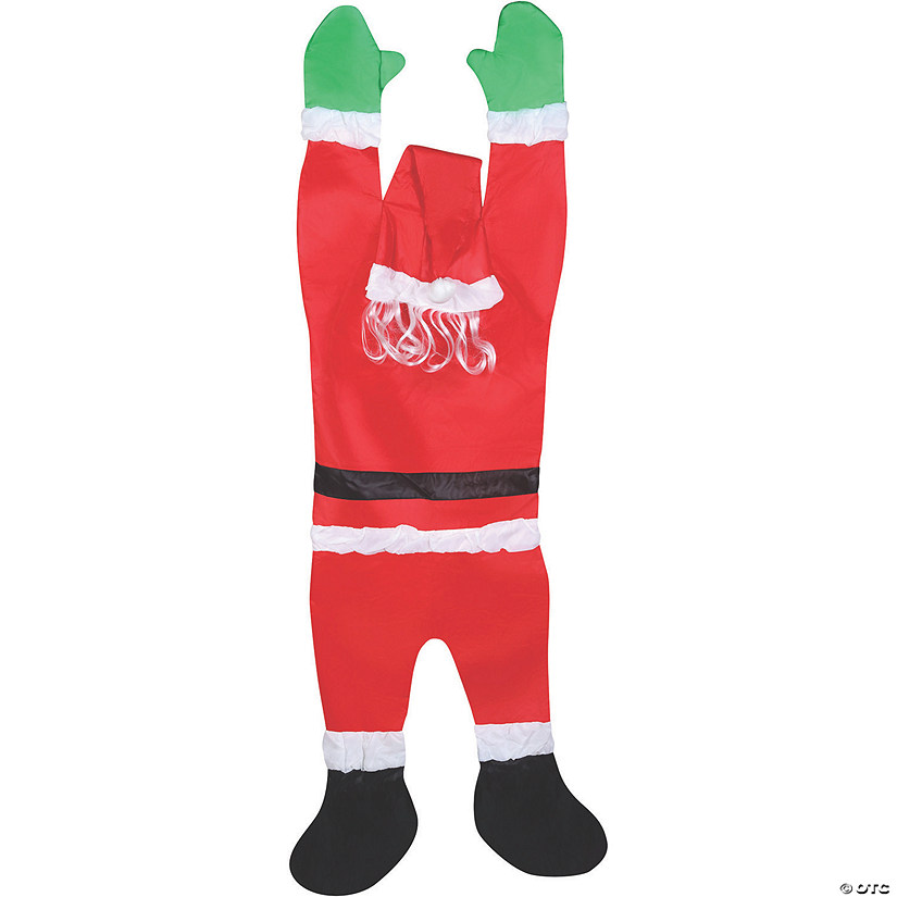 Santa Hanging from Gutter Image