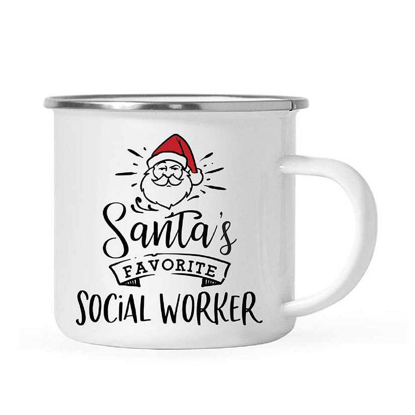 Santa Loves Social Worker 11oz Camp Mug Image