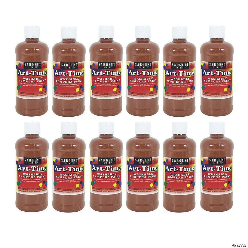 Sargent Art&#174; Art-Time&#174; Washable Tempera Paint, 16 oz, Brown, Pack of 12 Image