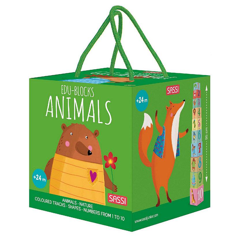 Sassi: Edu-Blocks - Animals - 10 Stacking Cubes &amp; Booklet, Nature, Shapes Image