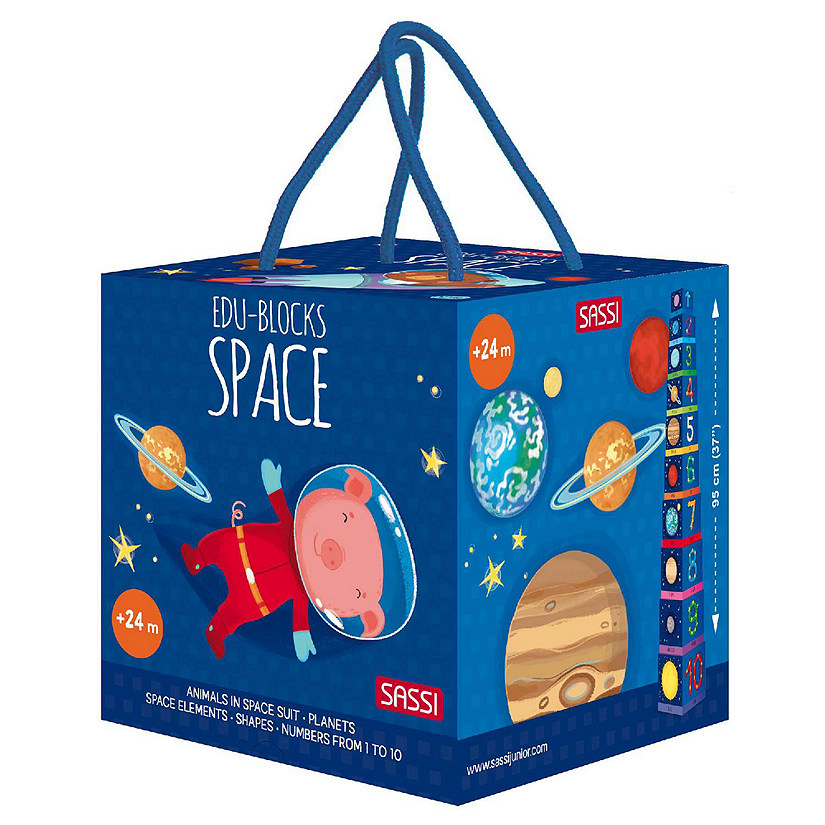 Sassi: Edu-Blocks - Space - 10 Stacking Cubes &amp; Booklet, Planets, Shapes Image
