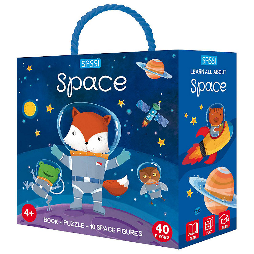 Sassi: Q-Box - Space - 40pc Puzzle, Booklet &amp; 10 Figures, Interactive Fun, Kids Image