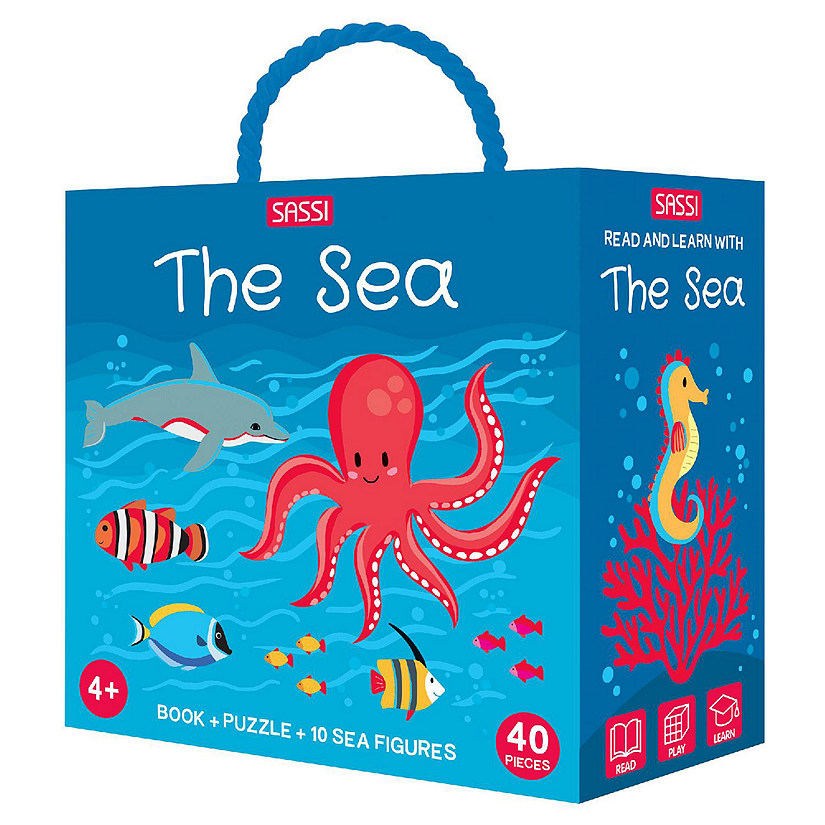 Sassi: Q-Box - The Sea - 40pc Puzzle,Booklet &amp; 10 Ocean Figures,Interactive Fun Image
