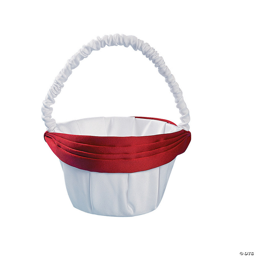 Satin Wedding Basket with Red Bow Image