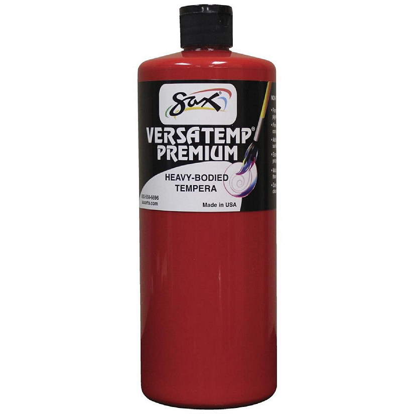 Sax Versatemp Premium HeavyBodied Tempera Paint, Primary Red, Quart