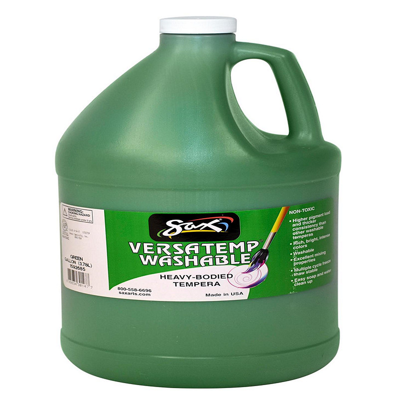 Sax Versatemp Washable Heavy-Bodied Tempera Paint, 1 Gallon, Green Image
