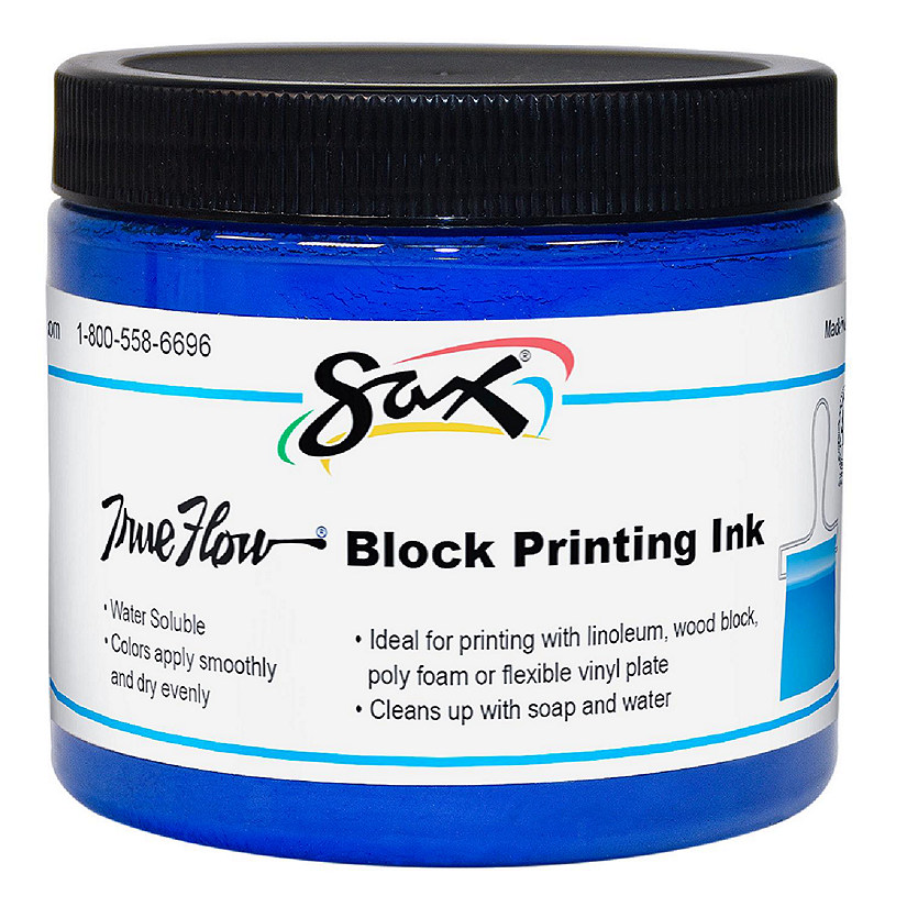 Sax Water Soluble Block Printing Ink, 1 Pint Jar, Primary Blue Image