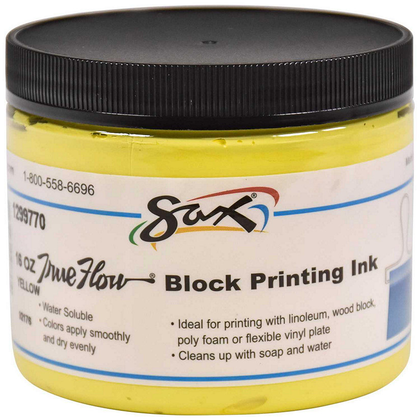 Sax Water Soluble Block Printing Ink, 1 Pint Jar, Primary Yellow Image