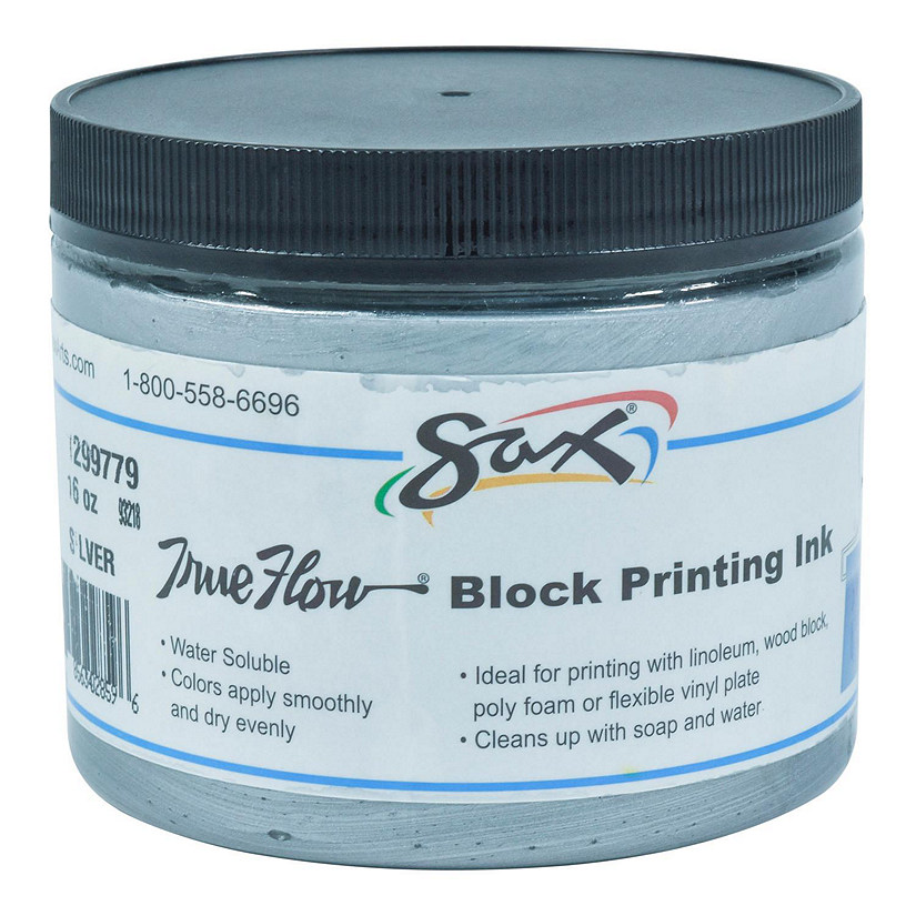 Sax Water Soluble Block Printing Ink, 1 Pint Jar, Silver Image