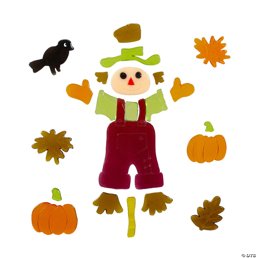 Scarecrow and Pumpkins Thanksgiving Gel Window Clings Image