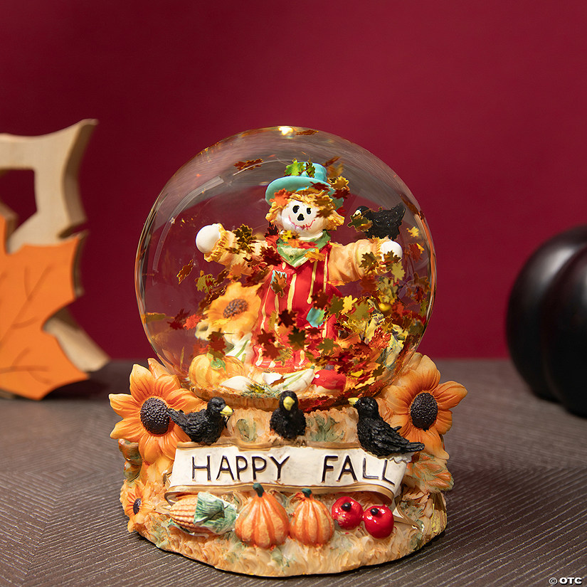 Scarecrow Happy Fall Harvest Snow Globe - 5.5&quot; Image