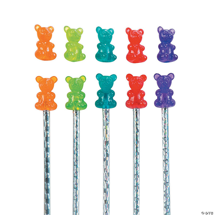 Scented Gummy Teddy Bear Pencil Toppers - 24 Pc. Image