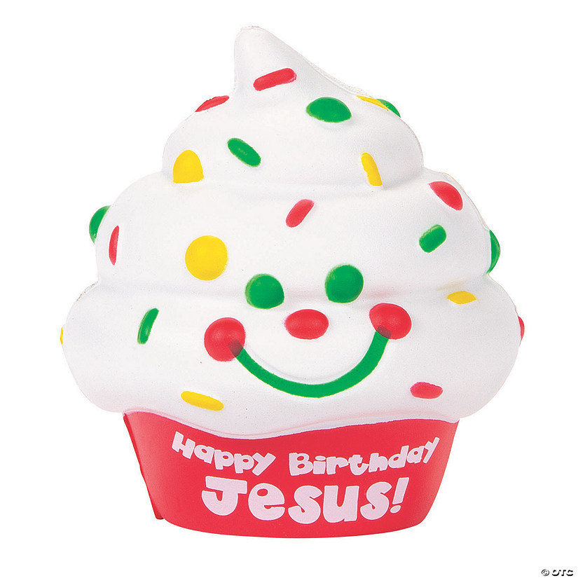 Scented Happy Birthday Jesus Cupcake Slow-Rising Squishies - 6 Pc. Image
