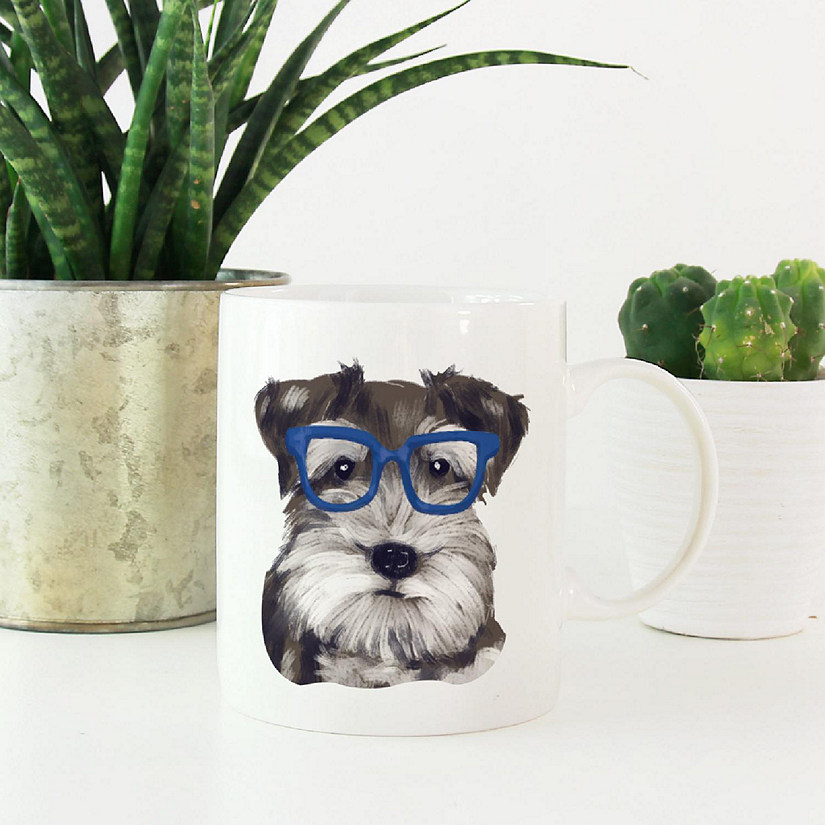 Schnauzer Blue Glasses Ceramic Mug Image
