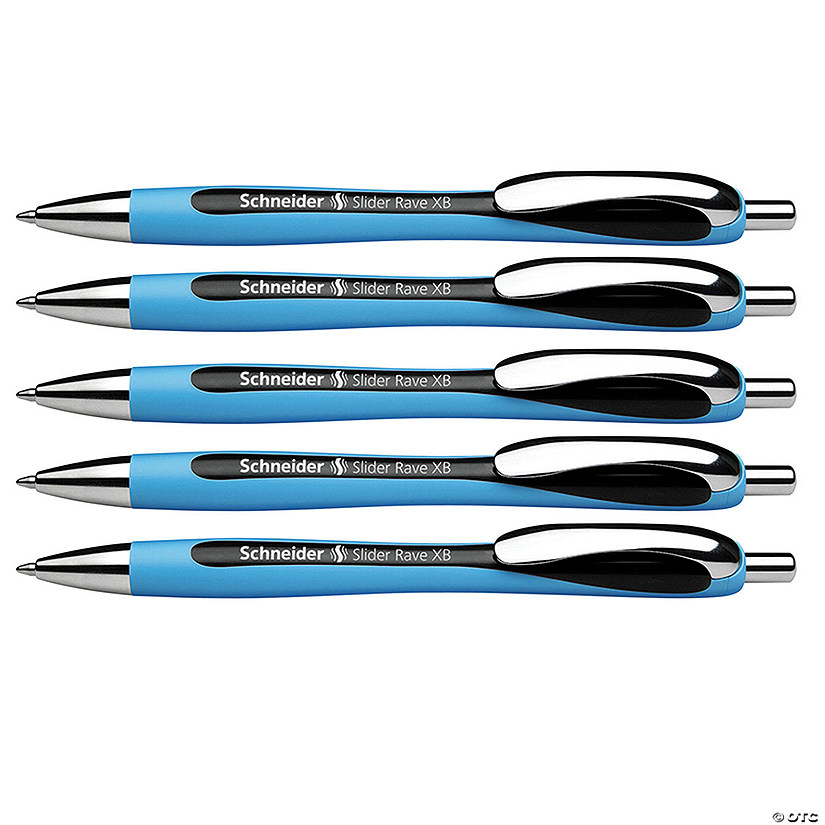 Schneider Rave Retractable Ballpoint Pen, ViscoGlide Ink, 1.4 mm, Black, Pack of 5 Image