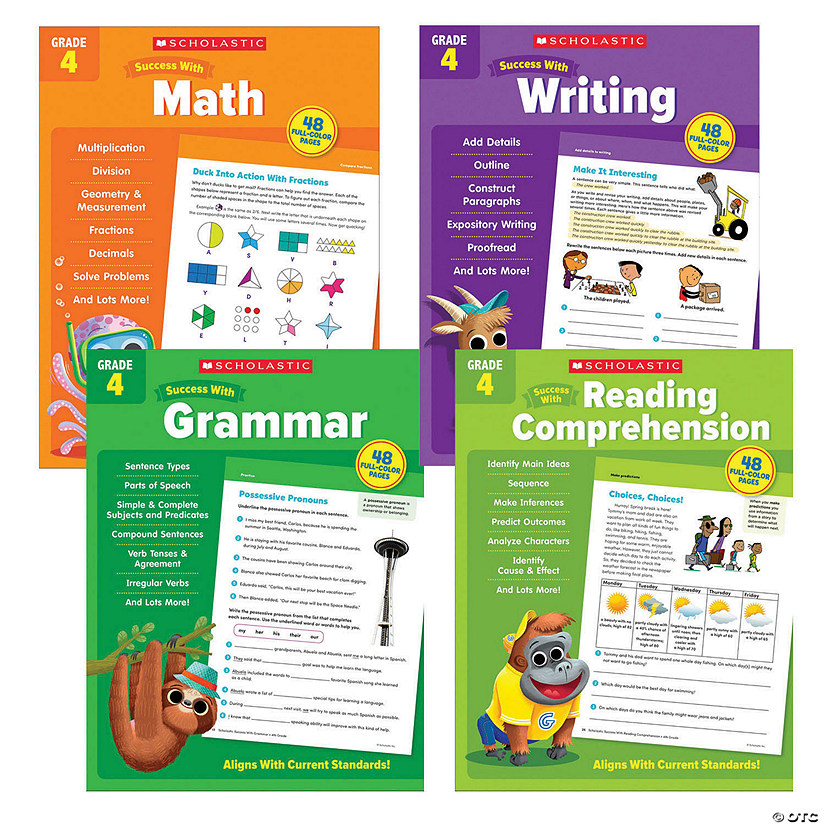 Scholastic Teacher Resources Fourth Grade Success Workbooks, 4 Book Set ...