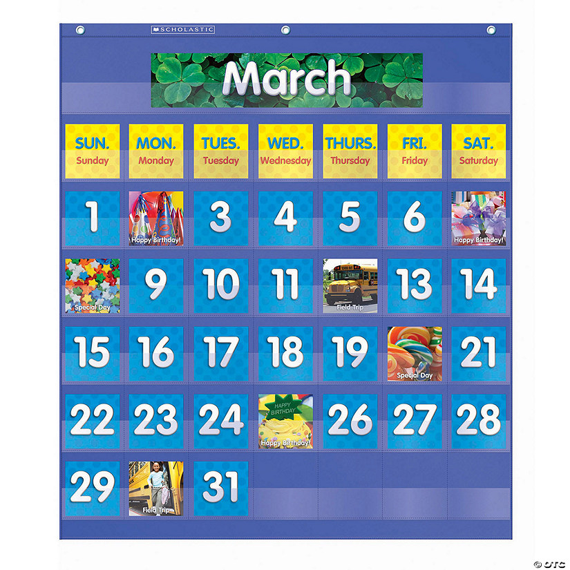 Scholastic Teacher Resources Monthly Calendar Pocket Chart, 61 Pieces Image