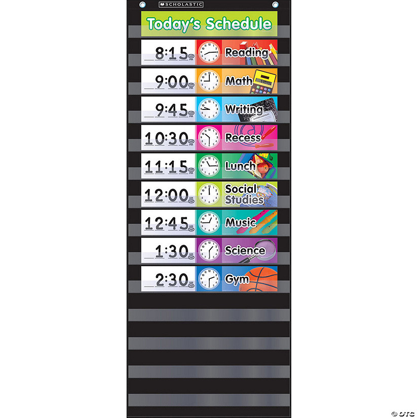 Scholastic Teaching Solutions Daily Schedule Pocket Chart with Cards, Black Image
