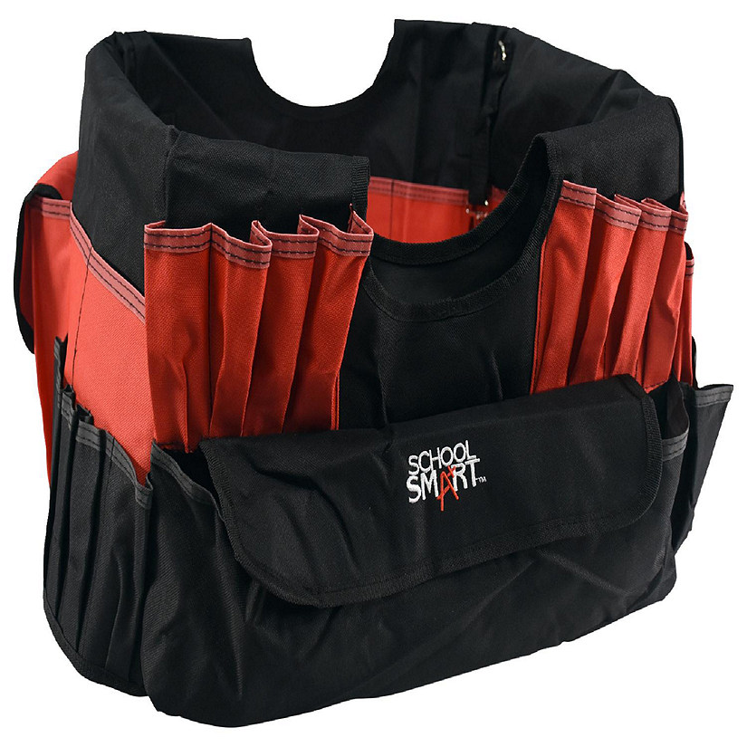 School Smart Caddy Organizer with 43 Pockets, Large, 16 x 14 x 13-1/2 Inches, Black/Red Image