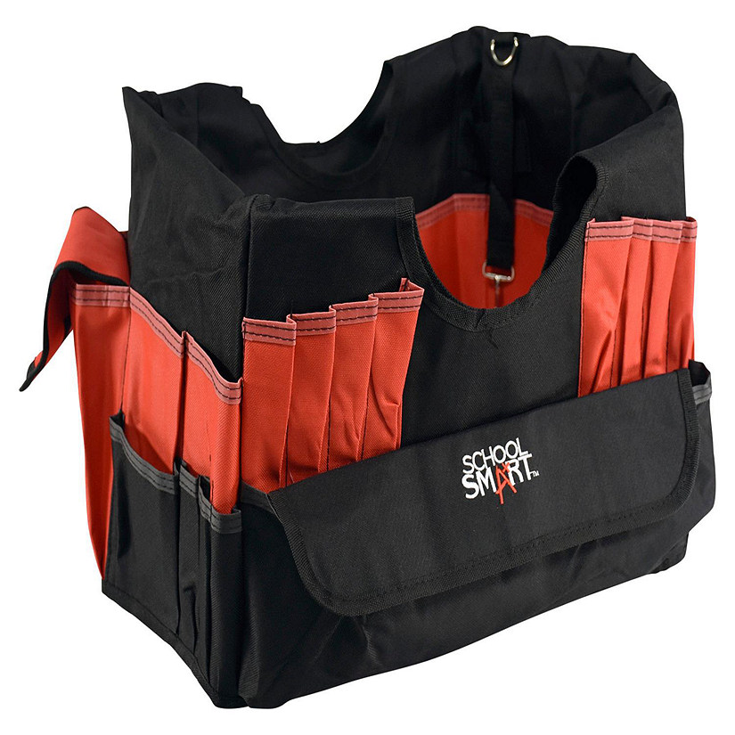 School Smart Caddy Organizer with 43 Pockets, Medium, 14 x 12 x 12 Inches, Black/Red Image