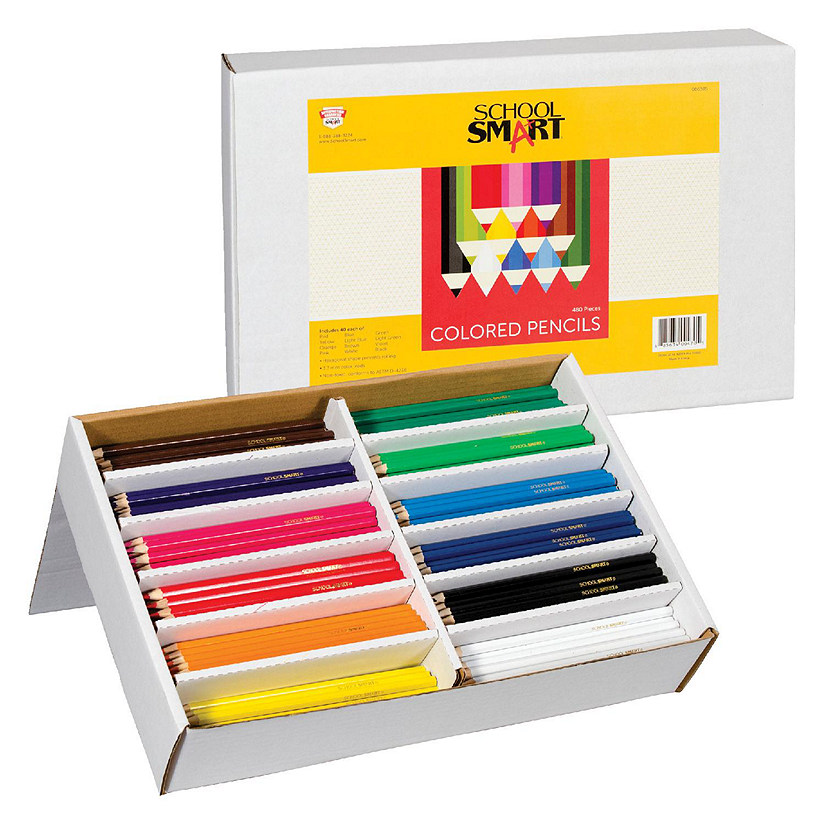 School Smart Colored Pencils Classroom Pack, 12- Assorted Colors, Pack of 480 Image