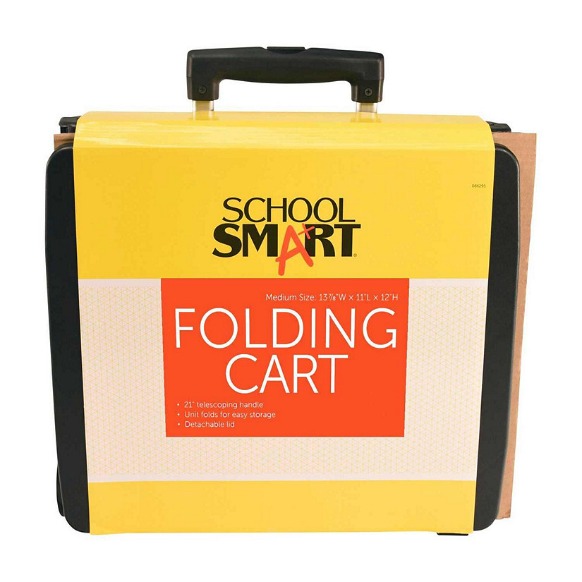 School Smart Folding Storage Cart on Wheels, Medium, 13-7/8 x 11 x 12 Inches, Black Image
