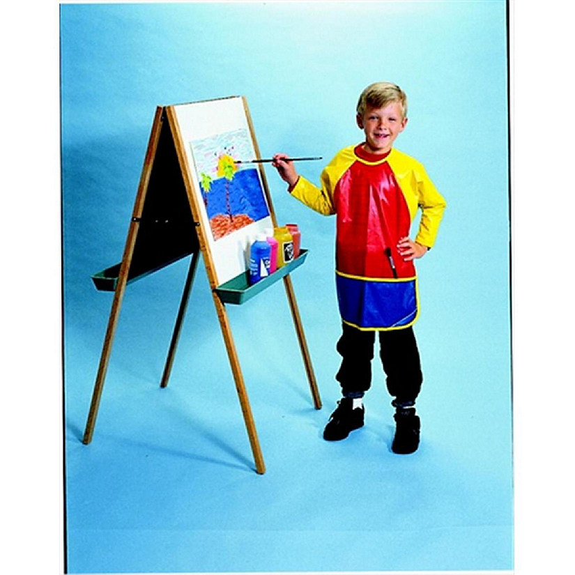 School Smart Kid's Vinyl Smock with Sleeves, Full Protection, 25 x 22 Inches Image