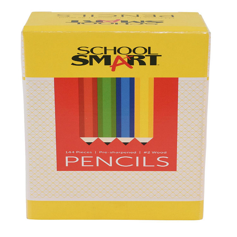 School Smart No 2 Pencils, Hexagonal with Latex-Free Erasers, Assorted Body Colors, Pack of 144 Image