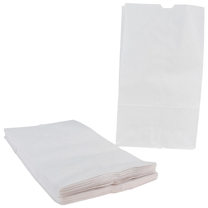 School Smart Paper Bag, Flat Bottom, 7 x 13 Inches, White, Pack of 50 Image